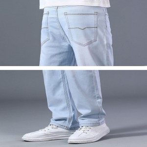 پنج کیسه ساده شلوار جین مردانه سایز بزرگ گلدوزی شده با جیب اصلی شسته شده