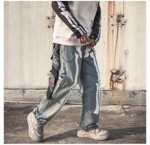 Factory Outlet Men Jeans Fashion Stretch Slim Elastyczna stopa Kamuflaż Slim Jeans
