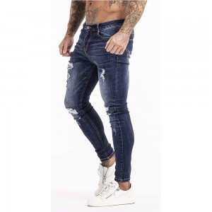 Мужские джинсы в стиле ретро, ​​мужские облегающие эластичные рваные джинсы с рваными джинсами, джинсовые брюки больших размеров, мужские джинсы