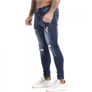 Calças jeans masculinas retrô jeans slim fit com buracos rasgados calças jeans masculinas tamanho grande