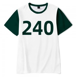 Squid Game póló 218-as számú sportruházat bő, kényelmes kerek nyakú pamut póló egyedi igényekhez