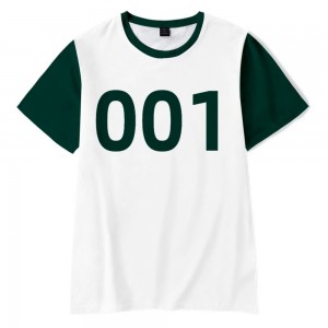 Squid Game T-shirt 218 nomor pakaian olahraga longgar nyaman leher bulat kaos katun untuk custom
