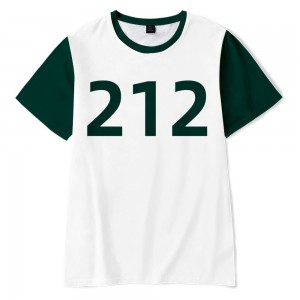 स्क्वीड गेम टी-शर्ट 218 नंबर स्पोर्ट्सवियर कस्टम के लिए ढीले आरामदायक राउंड नेक कॉटन टी-शर्ट