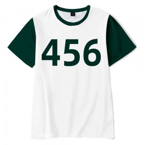 स्क्वीड गेम टी-शर्ट 218 नंबर स्पोर्ट्सवियर कस्टम के लिए ढीले आरामदायक राउंड नेक कॉटन टी-शर्ट