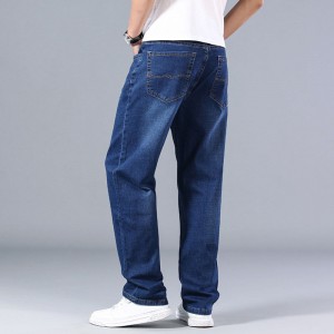 Sempliċi Ilbes Zipper Fly Back Pocket Irrakkmat Plus Size Jeans Irġiel