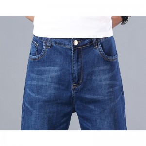 Jednoduché vyšívané vyšívané pánske džínsy nadmernej veľkosti na zips odolný proti opotrebeniu