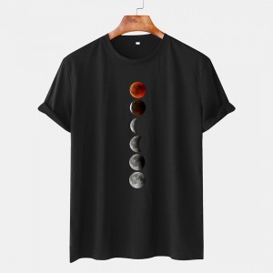 men's T-shirt casual loose short-sleeved round neck printing T-shirt para sa mga lalaki