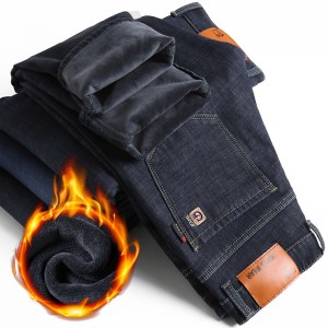 Jeans menn høst vinter nye high-end europeiske varer menns fløyels rette bukser trend slim stretch