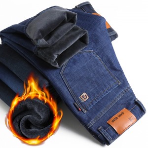 Jeans mænd efterår vinter nye high-end europæiske varer mænds fløjl lige bukser trend slim stretch
