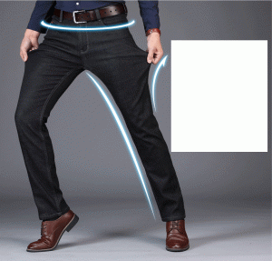 Созылған джинсы ерлер шағын түзу түтік жіңішке джинсы фабрикасының сатылымын жуады