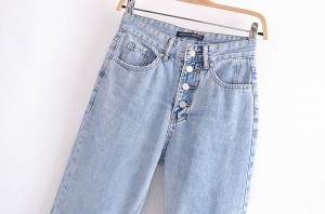 Жіночі сині стрейч-еластичні джинси з 4 ґудзиками із середньою талією
