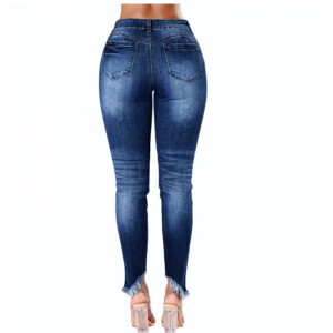 Рвані вузькі жіночі джинси з високою талією на замовлення