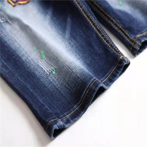 Shorts jeans masculino estampado com insígnia bordada esticada tendência de verão