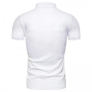 Bekväm bomullstom T-shirt smal kortärmad pikétröja för män Dragkedja