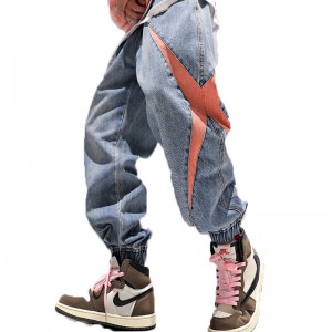 Hot selling stitching kelir elasticized Harem leggings jeans lalaki leupas