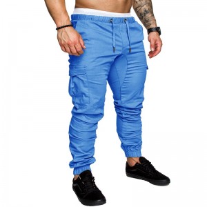 Custom Fashion Cargo Pants Txiv neej High Quality Casual Drawstring Txiv neej trousers