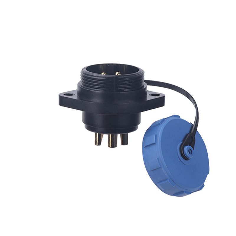 SP2913 Male 2 3 4 7 8 9 10 12 16 17 20 24 26Pin Plastic Industrial Waterproof Electrical Flange Socket Connector With Cap