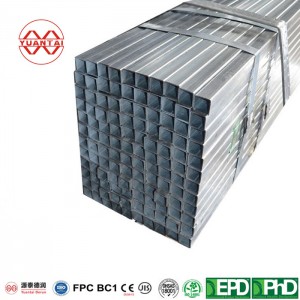 Revestimentu di zincu ligeru 40-120g Tubu d'acciaio quadratu pre galvanizatu
