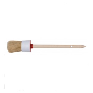 Made in China rounded brush with wooden handle and plastic ring