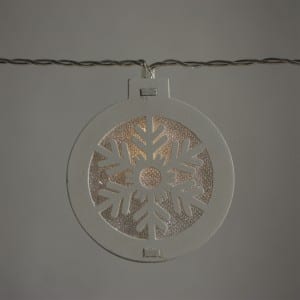 Natural Materials White Round Wooden Snow Pattern String Light