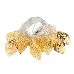 China Customized Metal Golden Leaf Christmas Fairy String Light For Holiday Decoration | ZHONGXIN