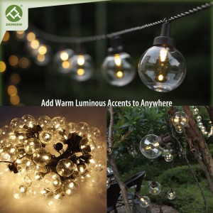 Competitive Price for China 50 Counts G40 Bulb Globe Solar String Lights Backyard Patio Light