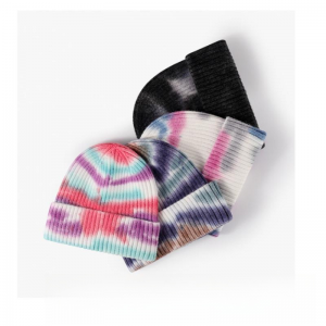 Outdoor tie dyed knitted hat, simple and versatile wool hat