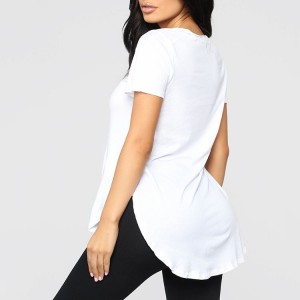 100% algodón de calidade de luxo Camiseta en branco solta de gran tamaño para mulleres