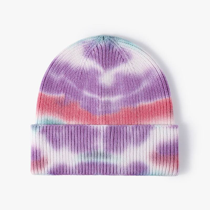 Street hip-hop tie dyed knitted hat with thickened wool hat