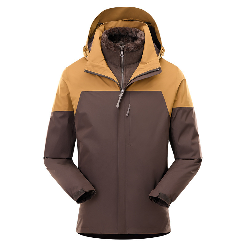 Özelleştirilmiş kış unisex açık rüzgarlık çıkarılabilir yürüyüş kıyafeti kapüşonlu yün ceket