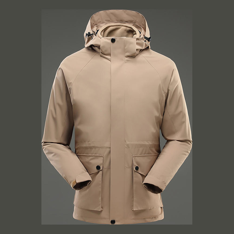 New outdoor three in one two-piece removable thickened thermal shock jacket for men