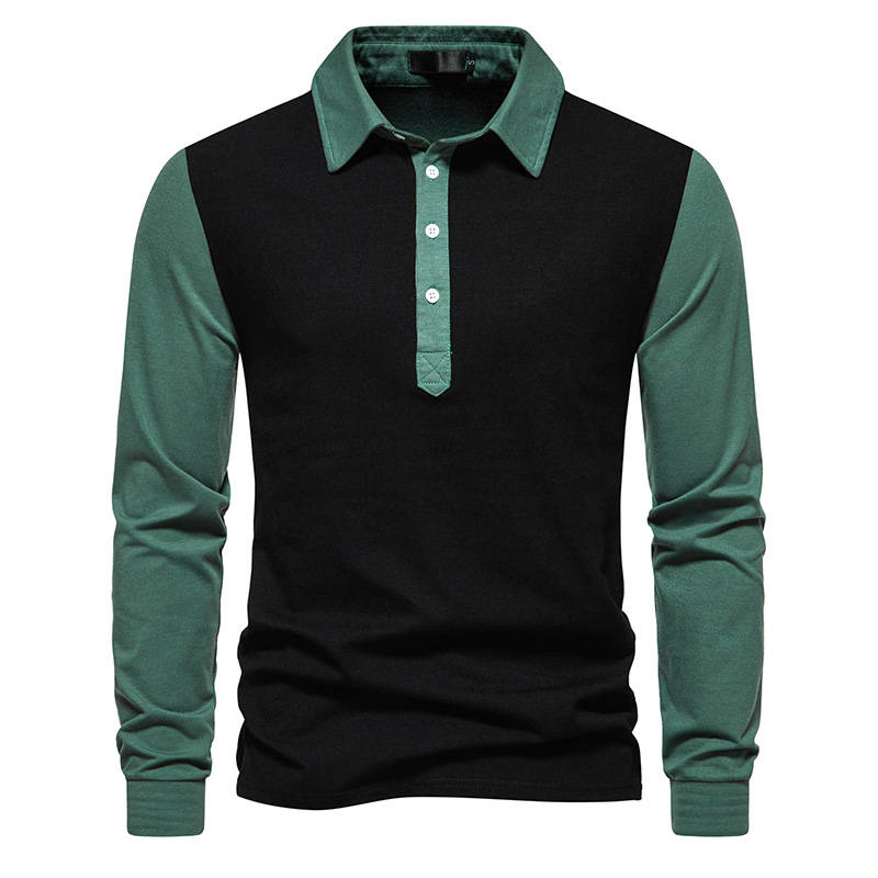 Custom color-matching long-sleeved Polo shirt casual men’s T-shirt