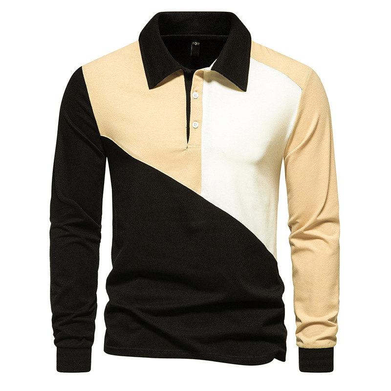 Поло кошула со долги ракави прилагодена за усогласување на бојата Модна лежерна машка маичка
