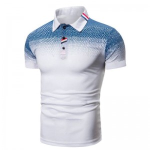 Camiseta de moda personalizada con escote polo Camiseta de manga curta para homes de algodón puro