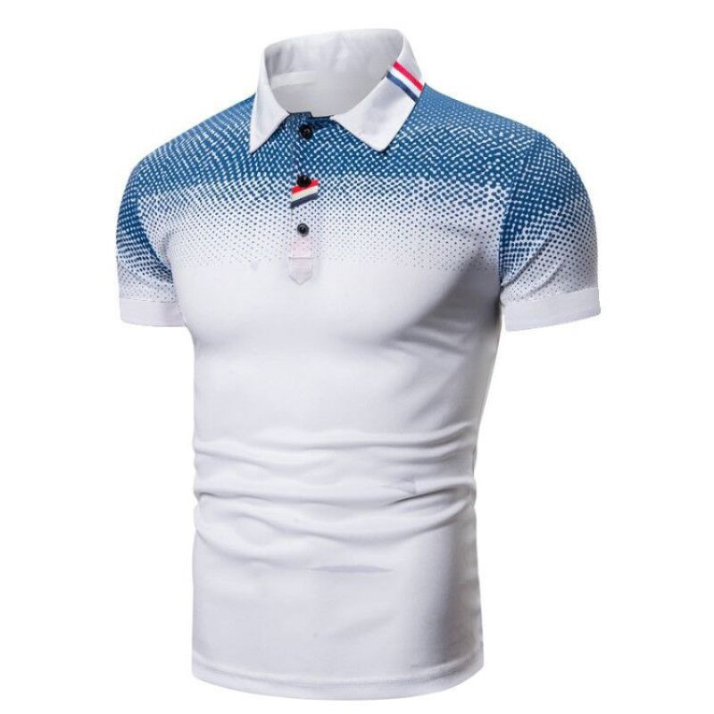Maßgeschneidertes modisches T-Shirt mit Polo-Ausschnitt, kurzärmeliges Herren-T-Shirt aus reiner Baumwolle