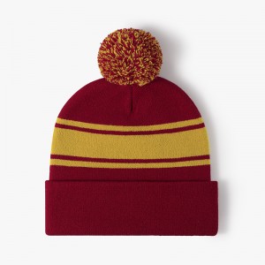 နွေးထွေးသော Elastic Knitted Hat ပြင်ပ Jacquard Spliced ​​Woolen ဦးထုပ်