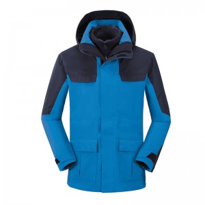 Jaket musim sejuk pita jahitan tersuai dengan tiga dalam satu jaket turun ski hiking hangat berkualiti mewah