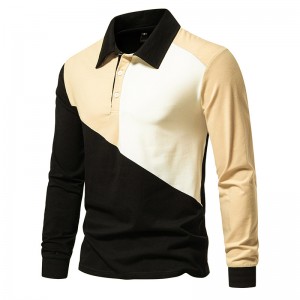 Custom color-matching long-sleeved Polo shirt Fashion casual men’s T-shirt