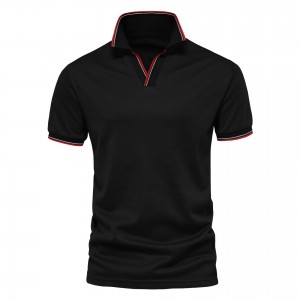 Solid Colour Polo Neck T-shirt YeSleeve Short Sleeve Men's Pure Cotton Men's T-shirt