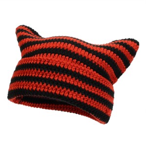 Handmade crochet wool hat striped hat casual sov kaus mom