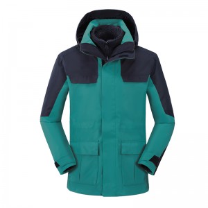 Jaket musim dingin pita jahitan khusus dengan jaket ski hiking hangat berkualitas mewah tiga dalam satu