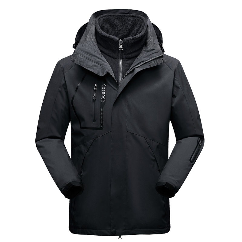 Zimní bunda nepromokavá horolezecká zateplená pánská turistická bunda na zip s kapucí odolná proti větru