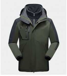 Jachetă de iarnă impermeabilă pentru alpinism căldură pentru bărbați, cu fermoar, cu glugă, pentru drumeții