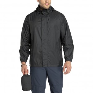 Jaqueta corta-vento leve masculina à prova d'água jaqueta corta-vento com capuz e fecho de zíper