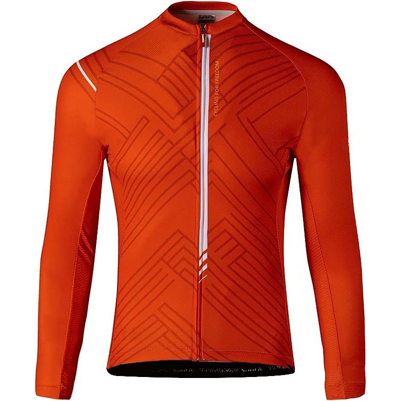 Cycling Jersey Men’s Long Sleeve Bike Reflective Full Zip Bicycle Shirts with Pockets