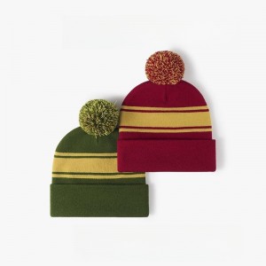 Teplá elastická pletená čepice Outdoor Jacquard Spliced ​​Woolen Hat
