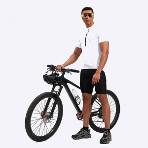 Эркектердин Велосипед джерси нымдуулуктан сактагыч кыска жең UPF жарым Zip велосипед жол минүү велосипед рубашки эркектер үчүн сыдырма чөнтөктөр