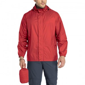 Jaket Hujan Ringan Lelaki Jaket Hujan Bertudung Jaket dengan Penutup Zip