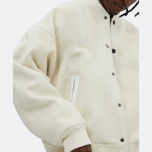 Jaket universitas kulit bomber bisbol musim dingin bulu gaya keren khusus untuk pria