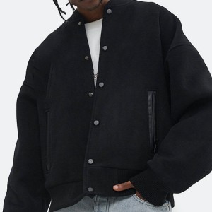 Custom cool style fleece winter baseball bomber leather varsity jackets for men